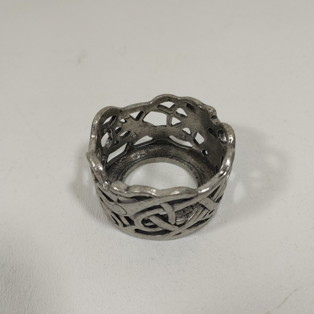 Vtg Handmade Celtic Pattern Pewter Candle Holder Gothic Griffin